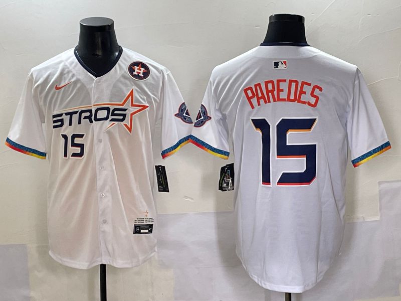 Men Houston Astros #15 Paredes White Fourth generation Joint Name 2025 Nike MLB Jersey style 5